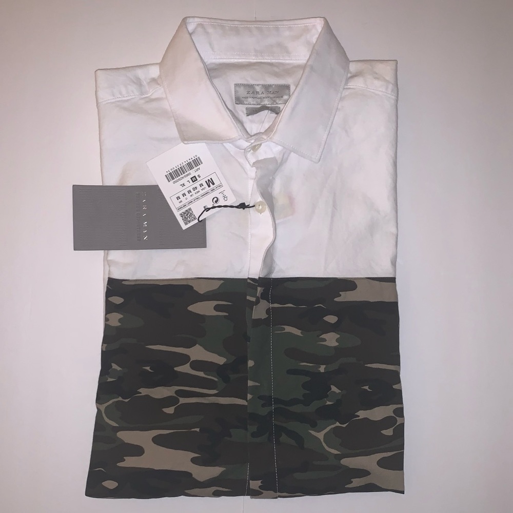 Zara camo stripe oxford shirt